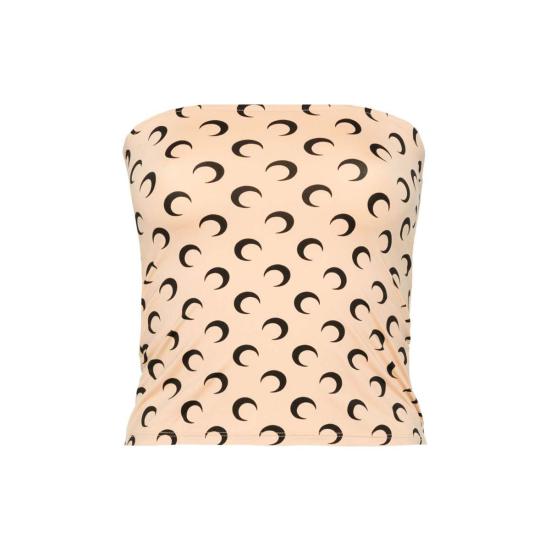  마린세르 블라우스 마린 세르 문 프린트 저지 튜브탑 (탠)