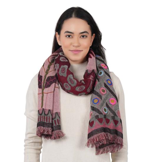  비스마야 머플러/스카프 더스트플라워 스카프 브라운 레드 - VISMAYA