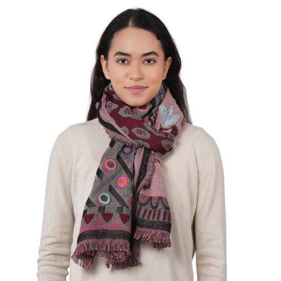  비스마야 머플러/스카프 더스트플라워 스카프 브라운 레드 - VISMAYA