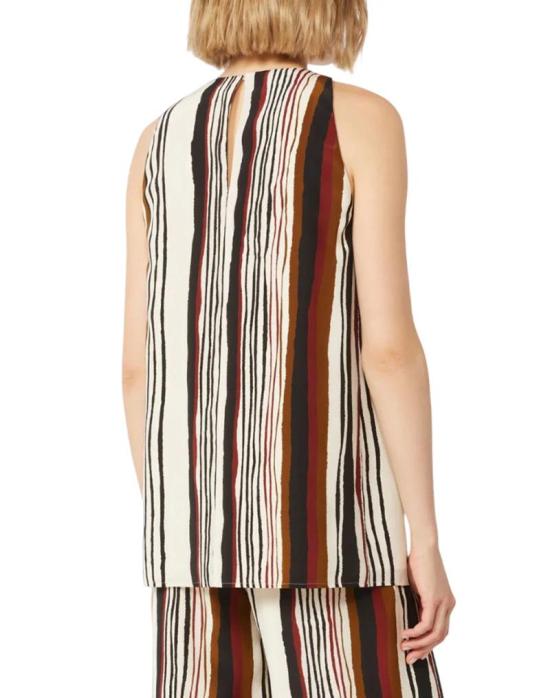 26SS 막스마라 스튜디오 민소매 티셔츠 2616161022600 001 Bianco nero col - MAX MARA STUDIO