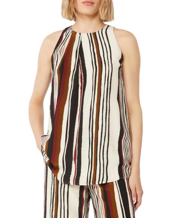 26SS 막스마라 스튜디오 민소매 티셔츠 2616161022600 001 Bianco nero col - MAX MARA STUDIO