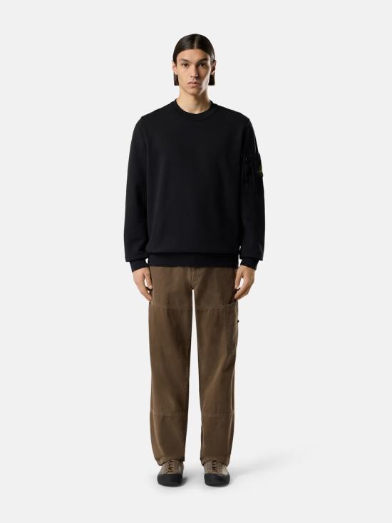 26SS 스톤 아일랜드 코튼 플리스 크루넥 스웨트셔츠 L1S15 6100019 S0410 V0029 Black - STONE ISLAND