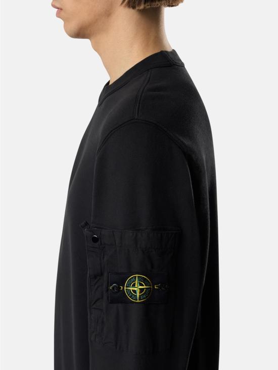 26SS 스톤 아일랜드 코튼 플리스 크루넥 스웨트셔츠 L1S15 6100019 S0410 V0029 Black - STONE ISLAND