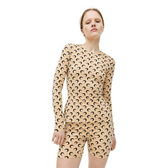  마린세르 블라우스 마린 세르 리사이클드 문 저지 세컨드 스킨 크루넥 탑 (탠 색상) - MARINE SERRE