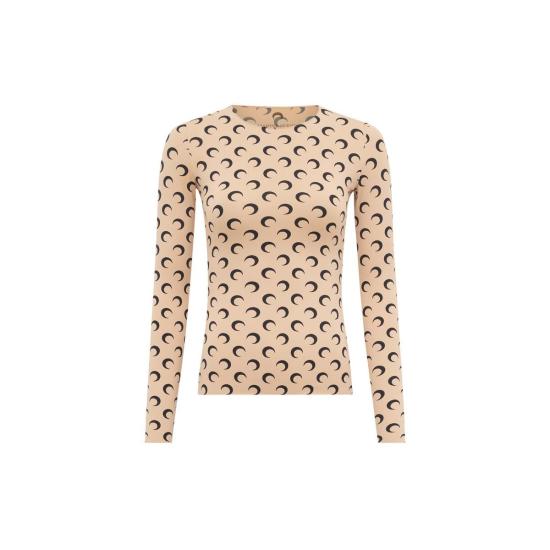  마린세르 블라우스 마린 세르 리사이클드 문 저지 세컨드 스킨 크루넥 탑 (탠 색상)