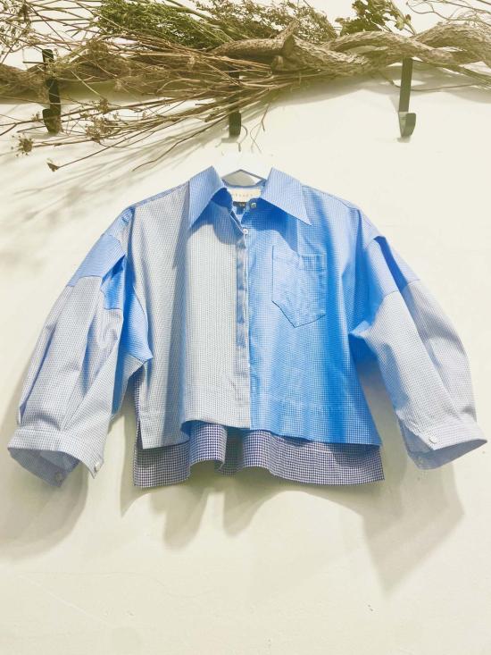  Yesaet 탑 예사엣 라케브 자카드 셔츠 블루 자카드 콤보 - OTHER BRANDS