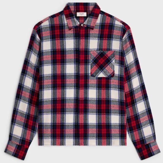 26SS 셀린느 체크 캐시미어 오버셔츠 RC0B01903 38ER BLACKREDWHITE