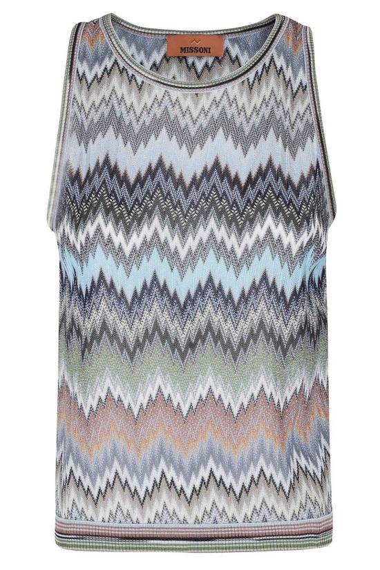  미소니 민소매 티셔츠 미쏘니 탱크탑 멀티컬러 블루