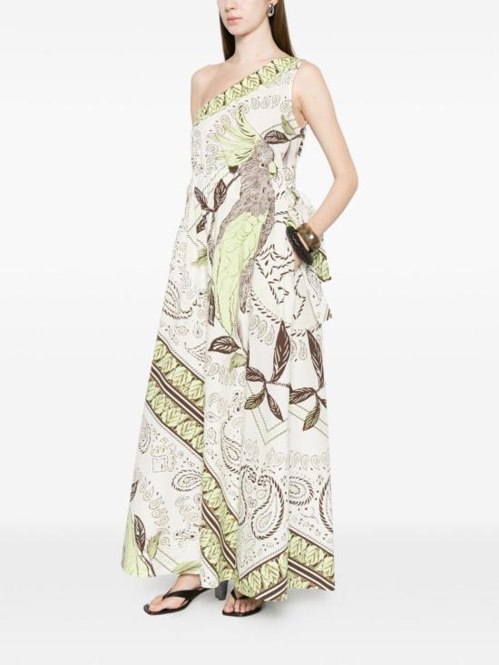  토리버치 롱 원피스 프린트 코튼 드레스 화이트 - TORY BURCH