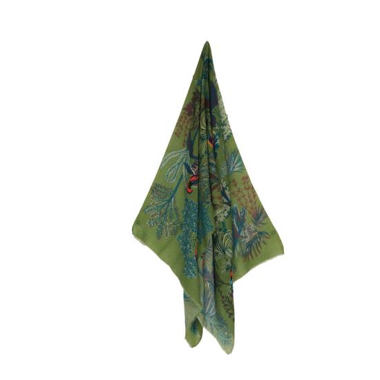  비스마야 머플러/스카프 우드랜드 자수 울 스카프 그린 - VISMAYA