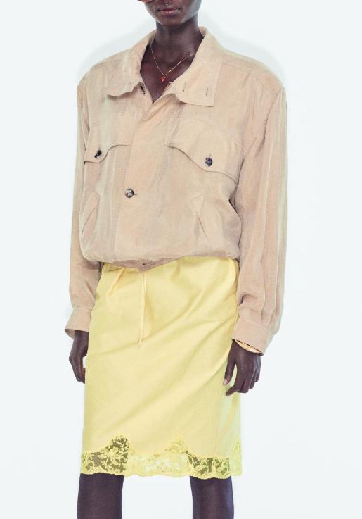 26SS 생로랑 미디 스커트 856886Y7J24 7000 JAUNE - SAINT LAURENT