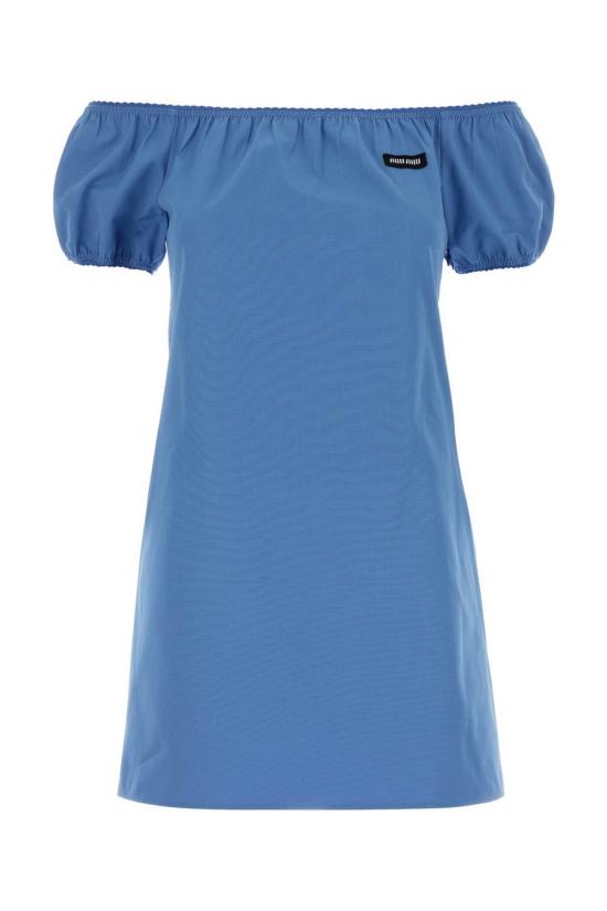 미우미우 숏 원피스 Miu Miu 세룰리안 포플린 미니 드레스 Azzurro