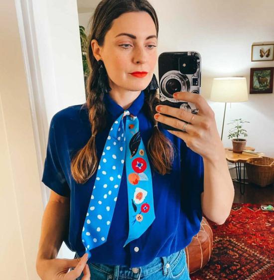  센티넬 머플러/스카프 스노우 몽키 앤 퍼시몬스 트윌리 리본 스카프 - CENTINELLE