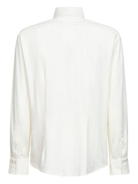 26SS 브루넬로 쿠치넬리 멜란지 저지 셔츠 MR8276686 C044 White - BRUNELLO CUCINELLI