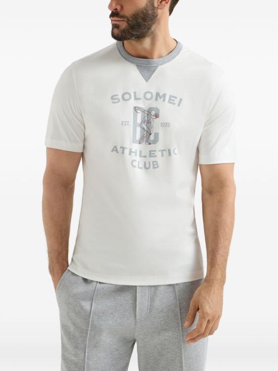 26SS 브루넬로 쿠치넬리 로고 티셔츠 M0B131001G CFR27 White - BRUNELLO CUCINELLI