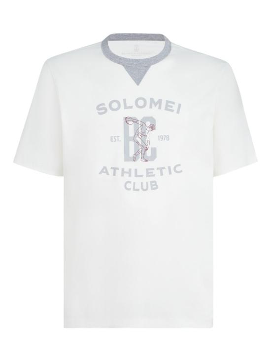 26SS 브루넬로 쿠치넬리 로고 티셔츠 M0B131001G CFR27 White