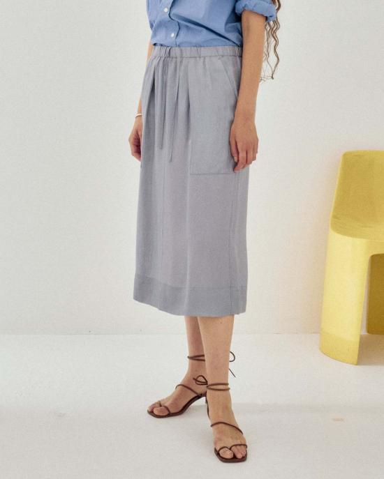  사야카 다비스 뉴욕 미디 스커트 사야카 데이비스 뉴욕 풀온 스커트 라벤더 그레이 색상 - SAYAKA DAVIS NEW YORK