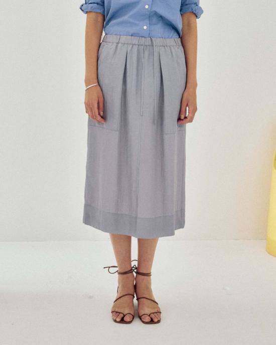  사야카 다비스 뉴욕 미디 스커트 사야카 데이비스 뉴욕 풀온 스커트 라벤더 그레이 색상