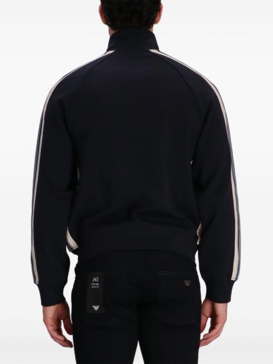  엠포리오 아르마니 긴팔 티셔츠 로고 코튼 지퍼 스웨트셔츠 블루 - EMPORIO ARMANI