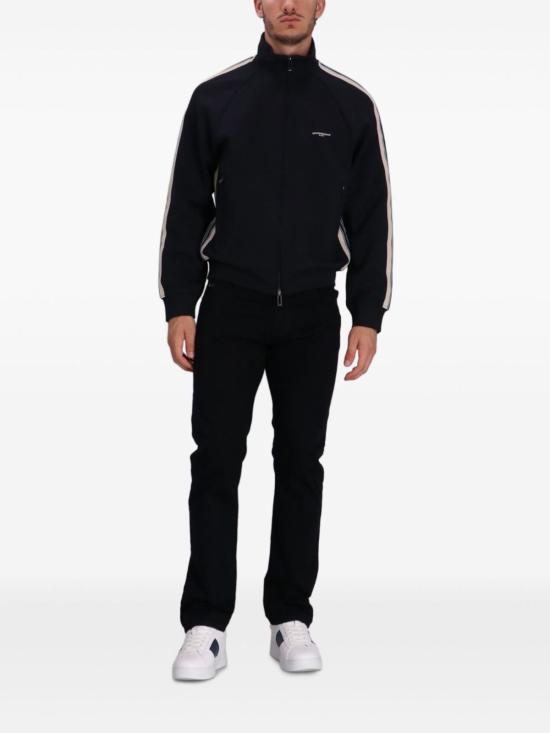  엠포리오 아르마니 긴팔 티셔츠 로고 코튼 지퍼 스웨트셔츠 블루 - EMPORIO ARMANI