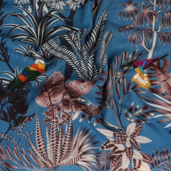  비스마야 머플러/스카프 우드랜드 자수 울 스카프 라피스 블루 - VISMAYA