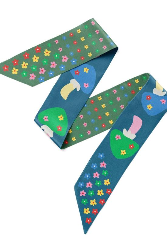  센티넬 머플러/스카프 버섯 꽃무늬 트윌리 리본 스카프 - CENTINELLE