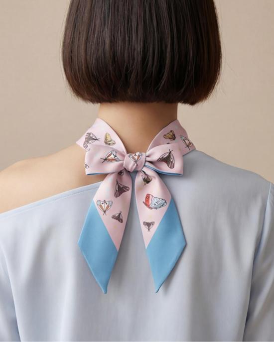  센티넬 머플러/스카프 나방과 호박 트윌리 리본 스카프 - CENTINELLE