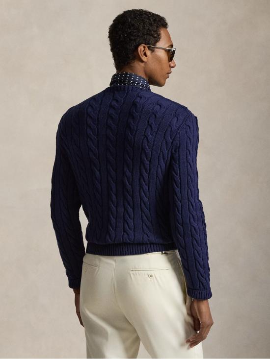 26SS 폴로 랄프로렌 로고 자수 케이블 니트 스웨터 710775885 536 BLUE - POLO RALPH LAUREN