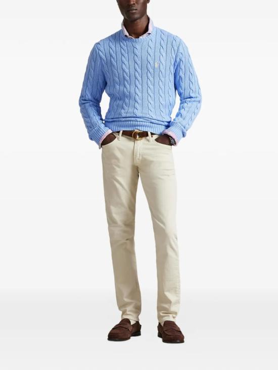 26SS 폴로 랄프로렌 로고 자수 케이블 니트 스웨터 710775885 535 BLUE - POLO RALPH LAUREN