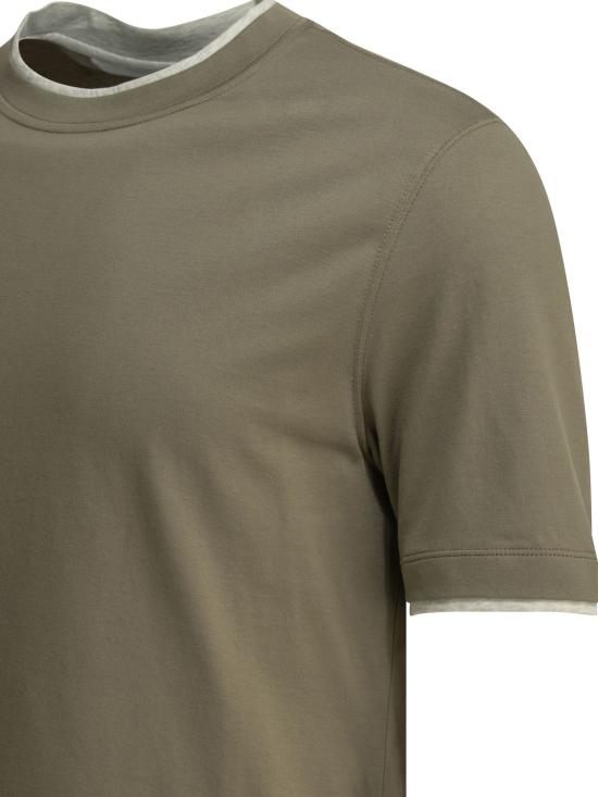 26SS 브루넬로 쿠치넬리 자수 로고 티셔츠 M0B137427CUX24 GREEN - BRUNELLO CUCINELLI