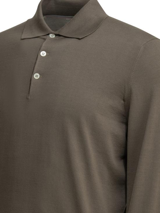 26SS 브루넬로 쿠치넬리 니트 폴로 셔츠 M29800135CLL90 BROWN - BRUNELLO CUCINELLI