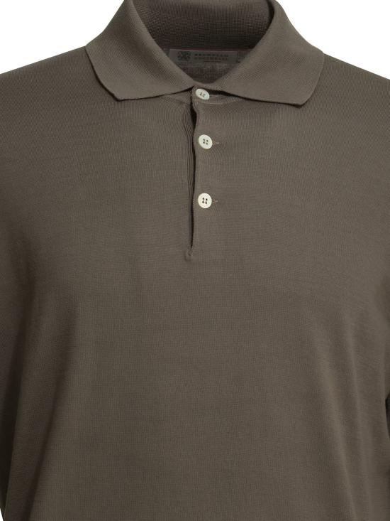26SS 브루넬로 쿠치넬리 니트 폴로 셔츠 M29800135CLL90 BROWN - BRUNELLO CUCINELLI