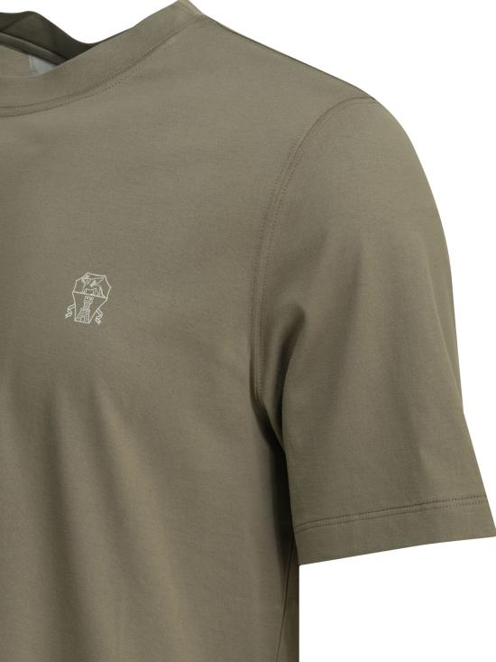 26SS 브루넬로 쿠치넬리 코튼 저지 크루넥 티셔츠 M0B138440CTK16 GREEN - BRUNELLO CUCINELLI