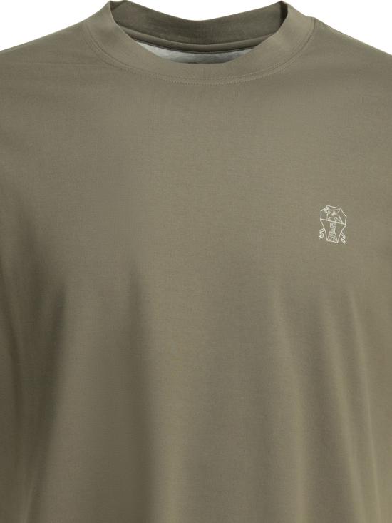 26SS 브루넬로 쿠치넬리 코튼 저지 크루넥 티셔츠 M0B138440CTK16 GREEN - BRUNELLO CUCINELLI