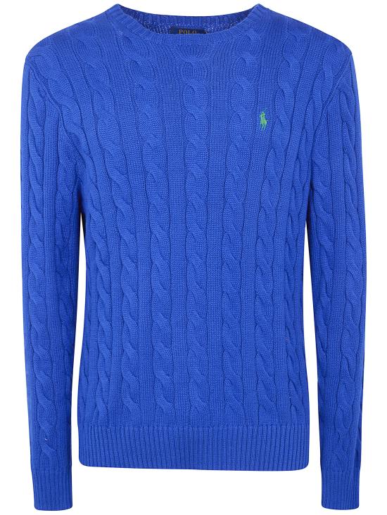 26SS 폴로 랄프로렌 로고 자수 케이블 니트 스웨터 710775885537 PACIFIC BLUE - POLO RALPH LAUREN