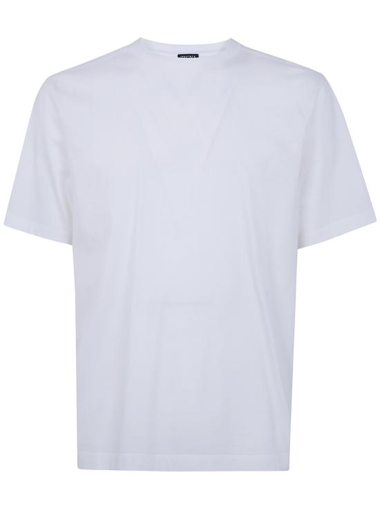 26SS 에르메네질도제냐 반팔 티셔츠 UH335A3H771 N00 WHITE - ERMENEGILDO ZEGNA