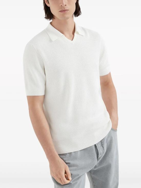 25FW 브루넬로 쿠치넬리 잉글리시 립 코튼 니트 폴로셔츠 M29400015 CO312 - BRUNELLO CUCINELLI