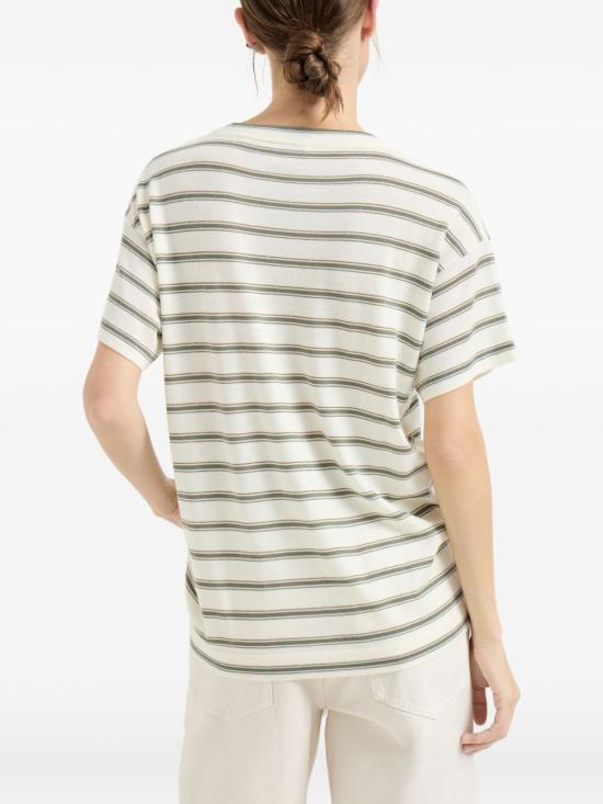 26SS 브루넬로 쿠치넬리 버진 울 & 캐시미어 라이트웨이트 스파클링 스트라이프 니트 티셔츠 M14854100 CIH19 - BRUNELLO CUCINELLI