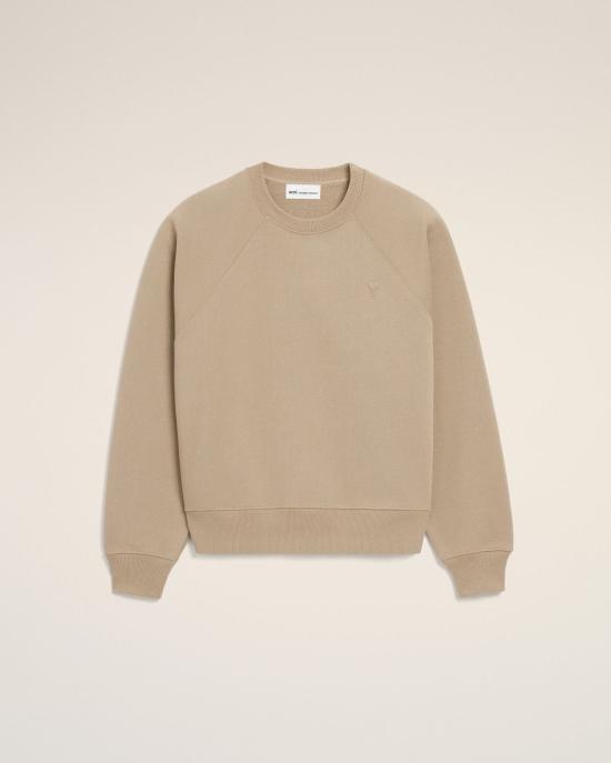 26SS 아미 코튼 드 하트 스웨트셔츠 USW757747 A036 BEIGE TAUPE