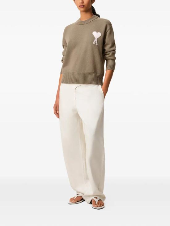 26SS 아미 ADC 울 & 코튼 크루넥 하트 스웨터 UKS859KN0156 A117 BEIGE TAUPEECRU A117 BEIGE TAUPE ECRU - AMI