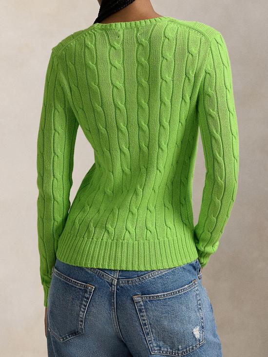 26SS 폴로 랄프로렌 포니 로고 피마코튼 케이블 니트 스웨터 211971869 504 GREEN - POLO RALPH LAUREN