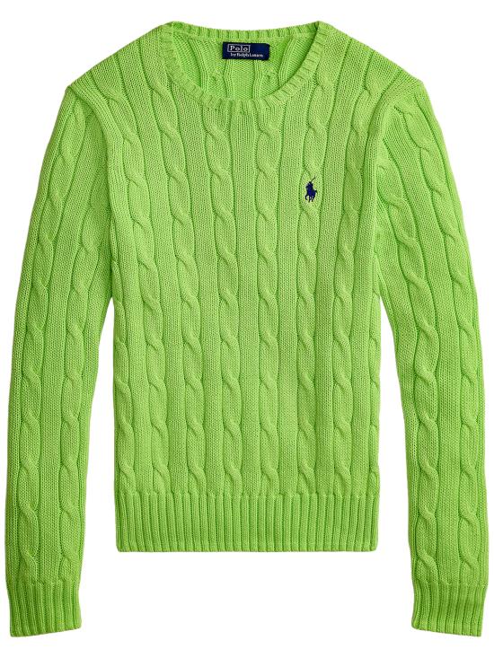26SS 폴로 랄프로렌 포니 로고 피마코튼 케이블 니트 스웨터 211971869 504 GREEN