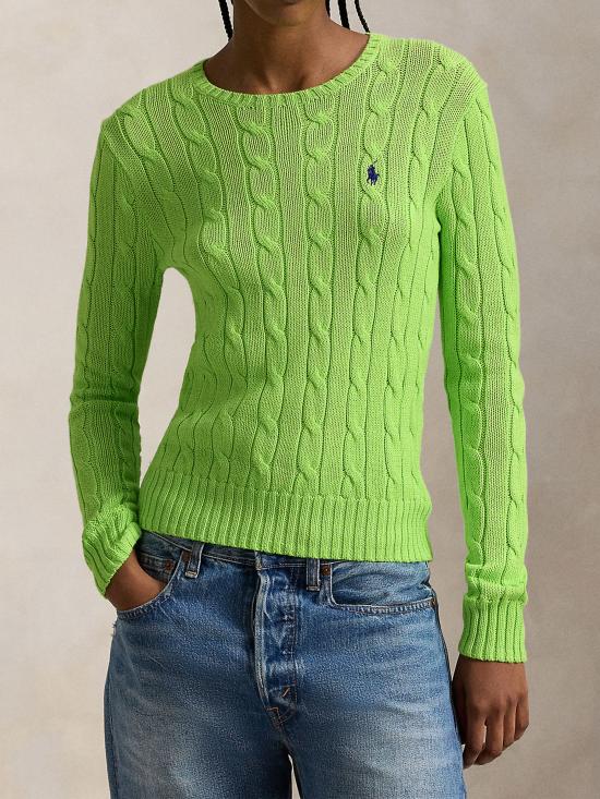 26SS 폴로 랄프로렌 포니 로고 피마코튼 케이블 니트 스웨터 211971869 504 GREEN - POLO RALPH LAUREN