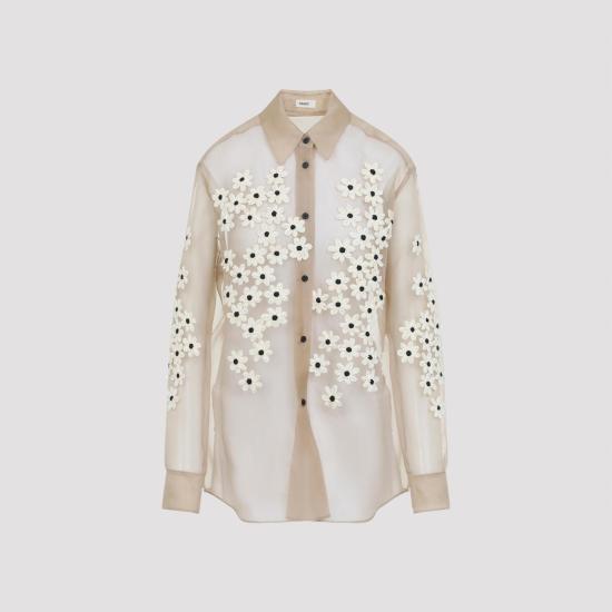 26SS 케이트 블라우스 2477343 W343 681 TEA STAIN SCATTER NUDE NEUTRALS - KHAITE