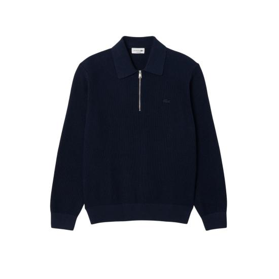 25FW 라코스테 울코튼 반집업 카라 스웨터 AH5187 166 BLU
