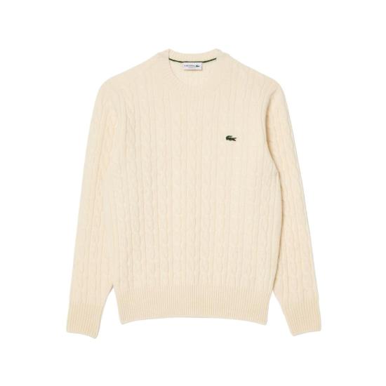 25FW 라코스테 케이블 크루넥 울 니트 AH2924 XFJ PANNA CREAM