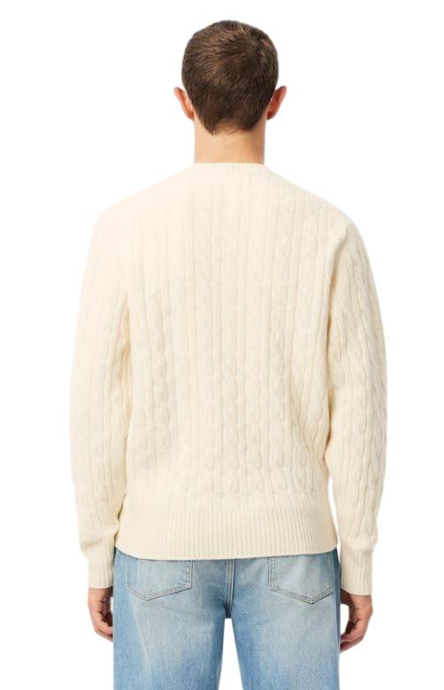 25FW 라코스테 케이블 크루넥 울 니트 AH2924 XFJ PANNA CREAM - LACOSTE