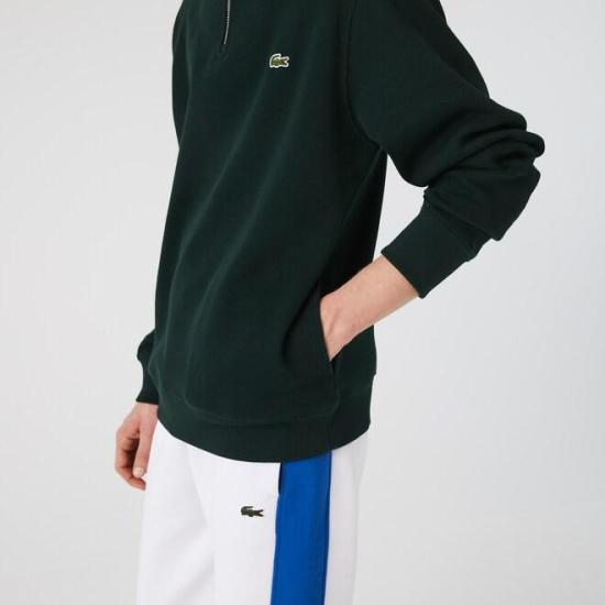  라코스테 라코스테 하프 집 코튼 스웨트셔츠 SH1927 YZP VERDE GREEN - LACOSTE