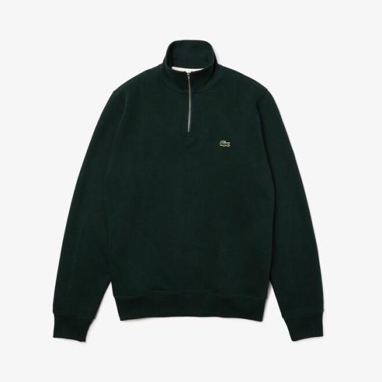  라코스테 라코스테 하프 집 코튼 스웨트셔츠 SH1927 YZP VERDE GREEN - LACOSTE