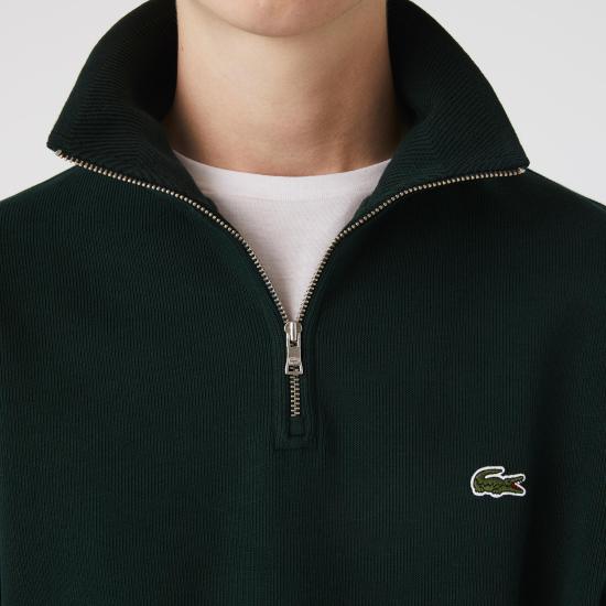  라코스테 라코스테 하프 집 코튼 스웨트셔츠 SH1927 YZP VERDE GREEN - LACOSTE